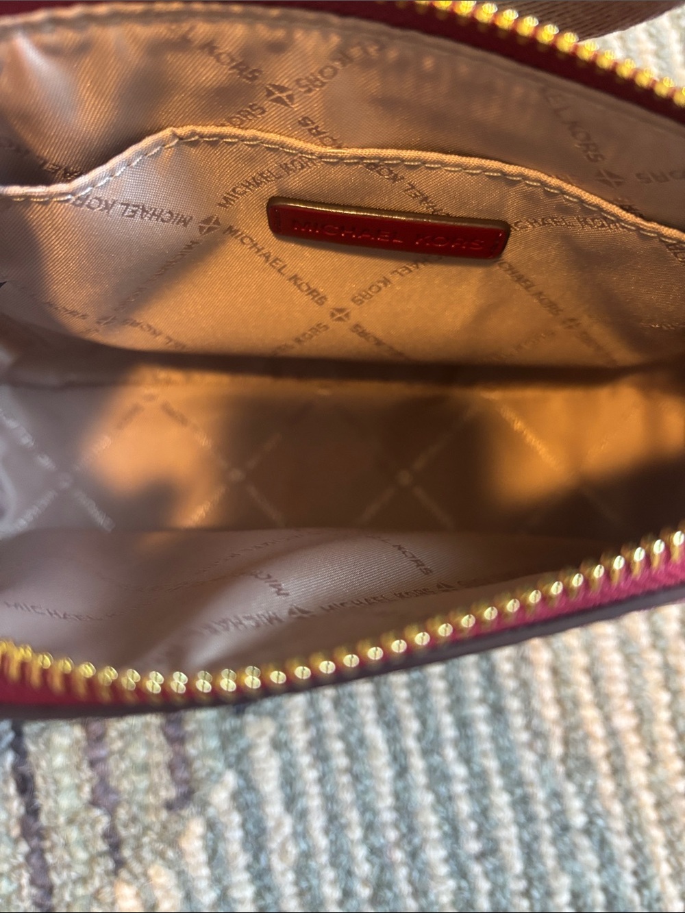 Michael Kors Women's Metallic Burgundy Crossbody Bag with Coin Pouch - Picture 6 of 11